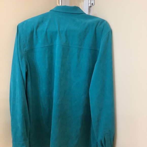 ALLISON DALEY Jacket Shacket long sleeve Shirt Size 16 GreenBlue - Picture 3 of 3